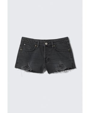 Monki Low Rise Raw Hem Mini Denim Shorts - Multicolour