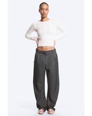 Monki Loose Fit Barrel Leg Suiting Trousers - Grey