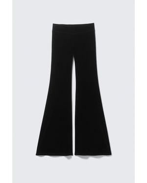 Weekday Low Rise Flared Velvet Mesh Trousers - Black