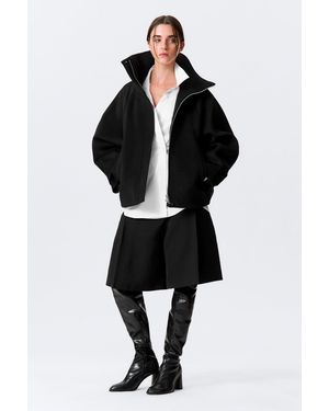 Weekday Loose Fit Wool Jacket With Raglan Sleeves - Black