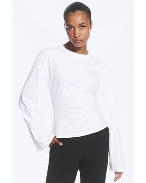 Monki Waisted Long-Sleeved Top - White