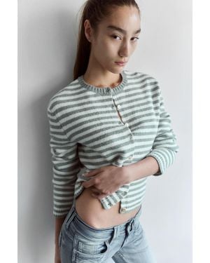 Monki Striped Cardigan - Grey