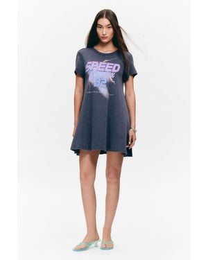 Monki Short-Sleeved A-Line Tee Dress - Blue