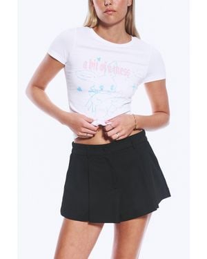 Monki Relaxed Pleated Mini Suiting Shorts - White