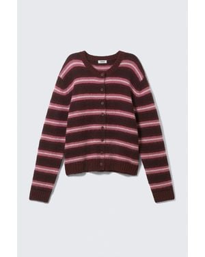 Monki Gebürstete Strickjacke Mit Knöpfen - Rot