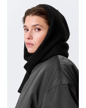 Weekday Knitted Tie Hood Scarf - Black