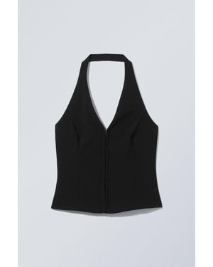 Weekday Short Halterneck Top - Black