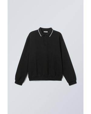 Weekday Loose Polo Sweatshirt - Black