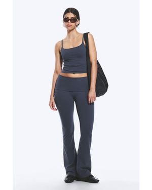 Weekday Folded Waist Flared Yoga Tights - Blue