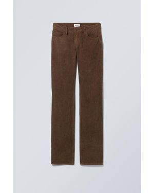 Weekday Low Waist Slim Straight Corduroy Trousers - Brown