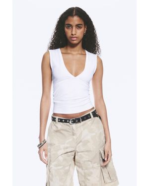Weekday Fitted V-Neck Sleeveless Top - White