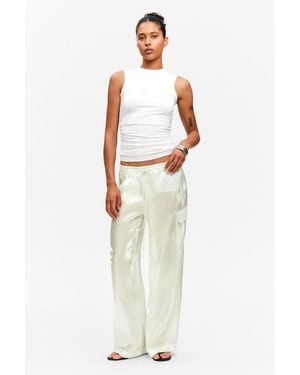 Monki Sheer Drawstring Wide Leg Trousers - White