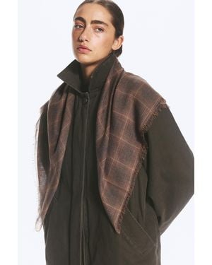 Weekday Frayed Printed Square Scarf - Brown