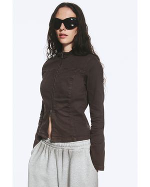 Weekday Genevieve Slim Structured Cotton Zip Jacket - Grey