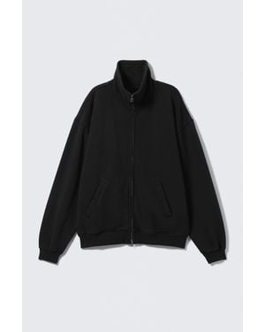 Weekday Loose Funnel Neck Zip Cardigan - Black