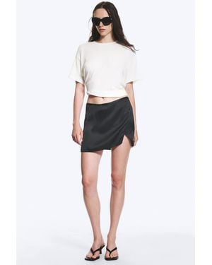 Weekday Satin Wrap Mini Skirt - Black