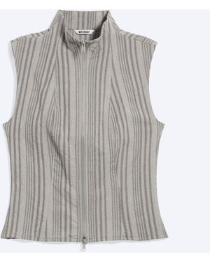 Weekday Sleeveless High‑Neck Zip Top - White
