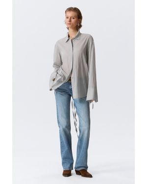 Weekday Long-Sleeved Open Back Tie Shirt - Blue