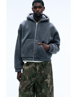 Weekday Two-Way Zip Fleece Hoodie - Blue