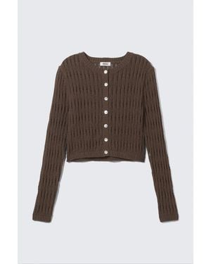 Weekday Fitted Long-Sleeved Knitted Cardigan - Brown