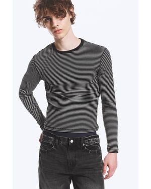 Weekday Ribbed Long-Sleeved T-Shirt - Grey