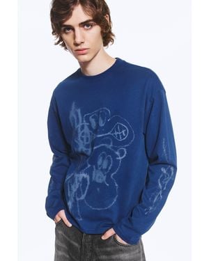 Weekday Great Boxy Graphic Long Sleeve T-Shirt - Blue