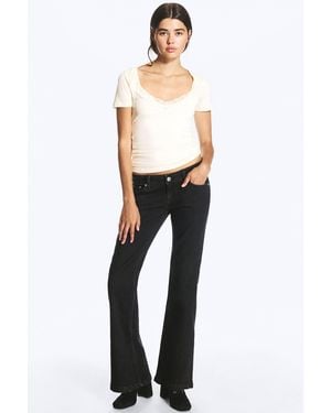 Monki Low Rise Slim Flared Jeans - Blue