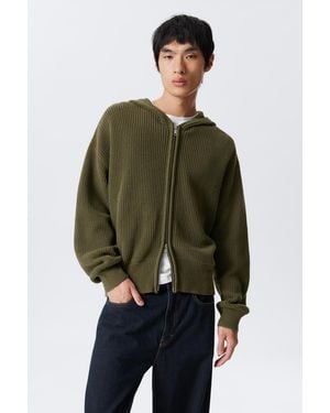 Weekday Boxy Knitted Hoodie - Green