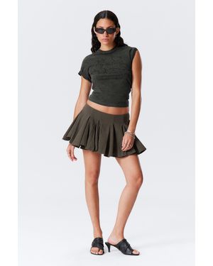 Weekday Pleated Cotton Mini Skirt - Black