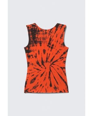 Weekday Open Back Boat-Neck Tank Top - Orange