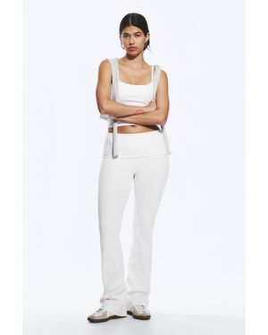 Weekday Folded Waist Flared Yoga Tights - White