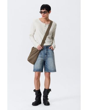 Weekday Galaxy Mid Rise Loose Denim Shorts - Blue