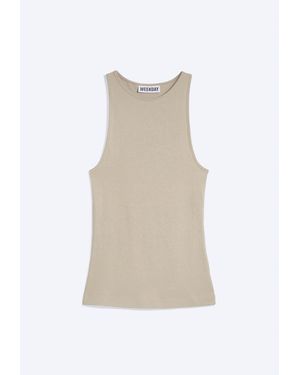Weekday Fitted Cotton Jersey Tank Top - White
