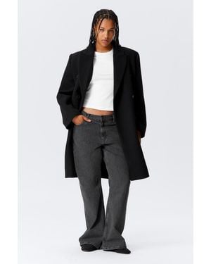 Weekday Oversized Knee-Length Wool-Blend Coat - Black