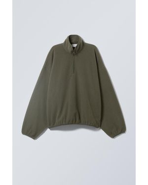 Weekday Oversized Half-Zip Fleece Sweatshirt - Black