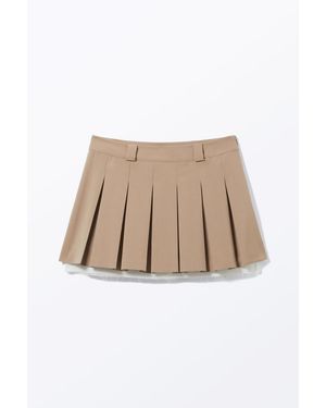 Monki Low Pleated Mini Skirt - White
