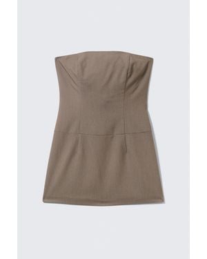 Monki Mini Tube Suiting Dress - Brown