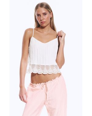 Monki Cropped Lace‑Trim Camisole - White
