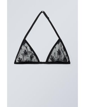 Weekday Lace Halter Neck Bra - Black