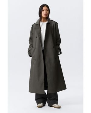 Weekday Zweireihiger Oversize-Trenchcoat Aus Canvas - Schwarz