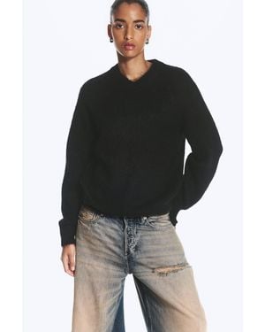 Weekday Pullover Mit V-Ausschnitt Aus Mohair-Mix - Schwarz
