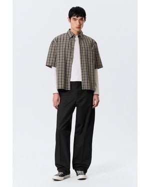 Weekday Mid Rise Relaxed Straight Leg Chino Trousers - Black
