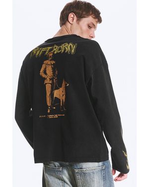 Weekday Great Boxy Graphic Long Sleeve T-Shirt - Black
