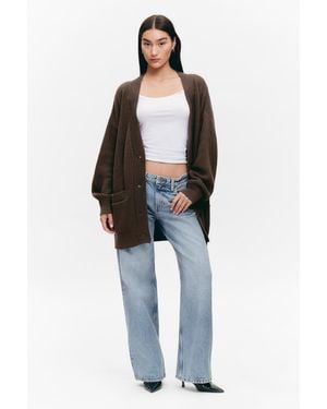Monki Oversized V-Neck Cotton Knit Cardigan - Blue