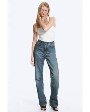 Weekday Rowe Super High Waisted Regular Straight Jeans - Blue