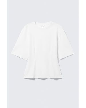 Monki Fitted Dart Detail T-Shirt - White