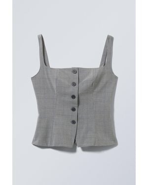 Weekday Square Neck Waistcoat Top - Grey