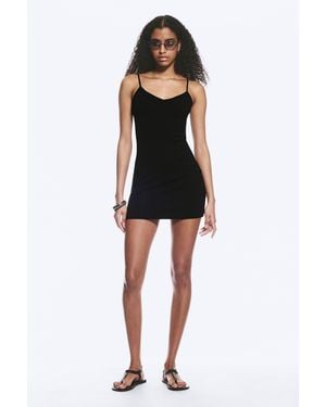 Weekday V-Neck Jersey Mini Dress - Black