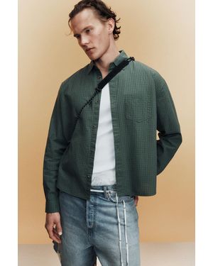 Weekday Boxy Long-Sleeved Cotton Poplin Shirt - Blue