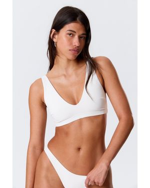 Weekday Plunge Pull-On Bikini Top - White